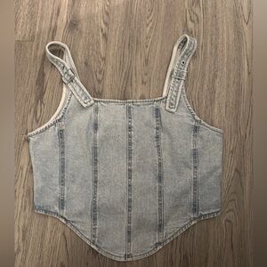 Light Wash Denim Corset Tank Top
